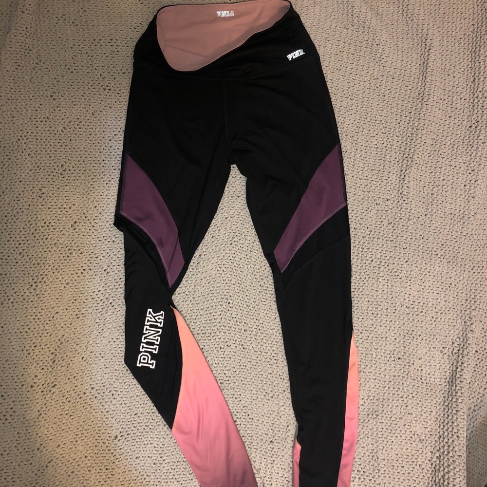 PINK ombre leggings with mesh detail
